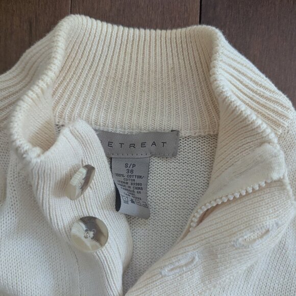 CREAM BEIGE BUTTON DETAIL VINTAGE KNIT SWEATER - Picture 3 of 3